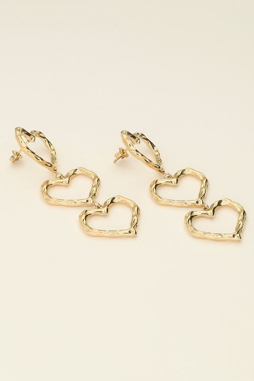 myjewellery oorhanger 3 hartjes goud 1