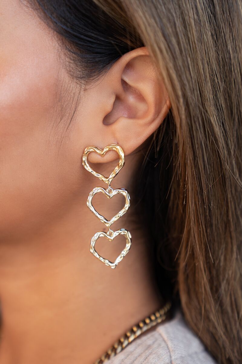 myjewellery oorhanger 3 hartjes goud 2